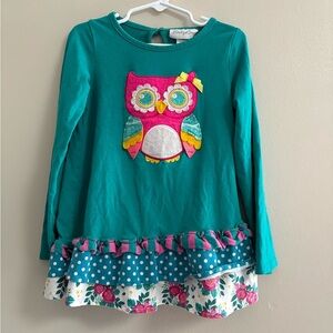 Emily Rose Teal Owl Long Sleeve Shirt